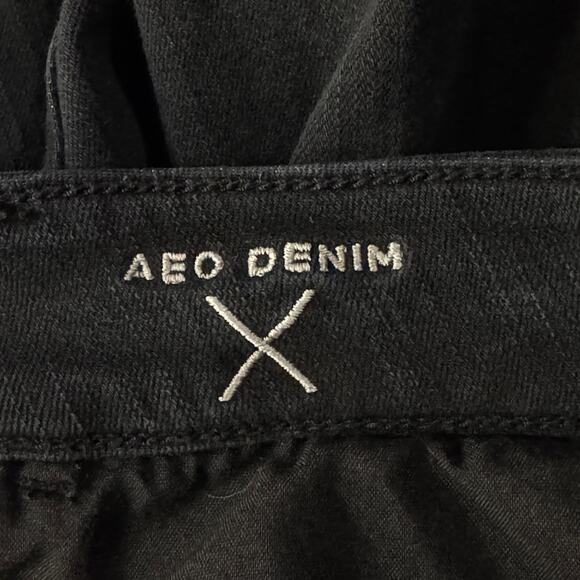 American Eagle SZ 12 Jeggings Jeans Hi-Rise Super Stretch Zip-Fly Pockets Black - Picture 10 of 10